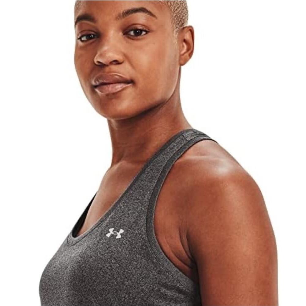 Under Armour Womens Charcoal Gray Standard Teck Solid Tech Top Size Small